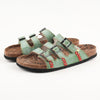 TMA EYES Women's Hand Stitching Open Toe Footbed Sandals Leather Lightweight Casual Slippers