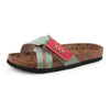 TMA EYES Women's Cossed Open-toed insole Sandals With Jump Ccolor Stitching Leather Light Weight Summer Casual Slippers