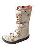 TMA EYES Winter Strape-Accent Washed PU Leather Flat Women's Boot with Plus Size