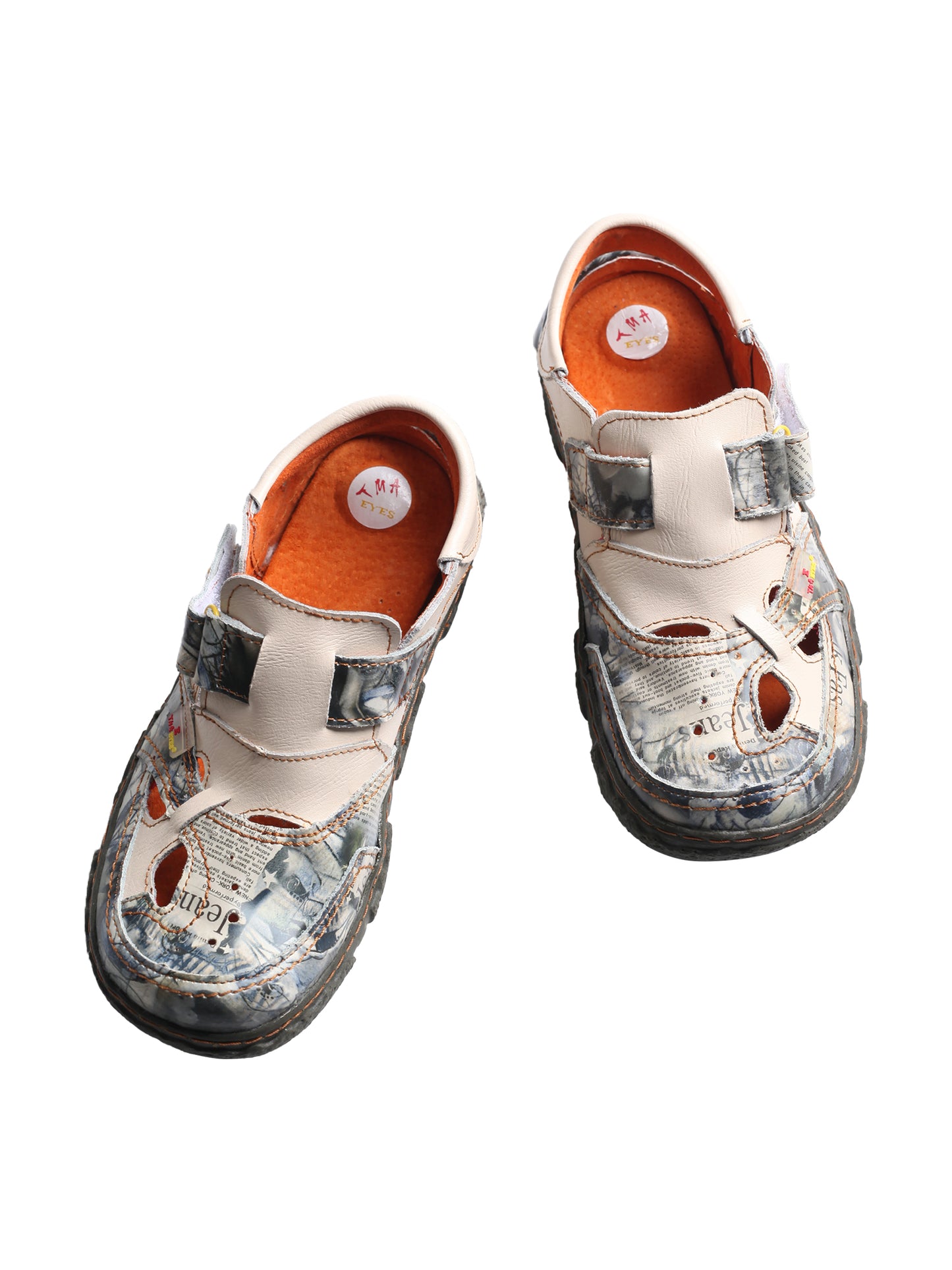 TMA EYES Women's Casual Hook and Loop Breathable Leather Sneaker