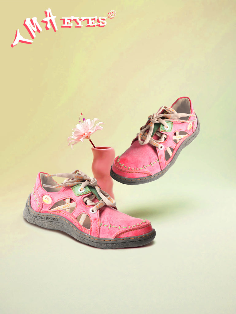 Step Out in Style: TMA EYES Women's Side Hollow Hand-Stitched Casual Sneakers