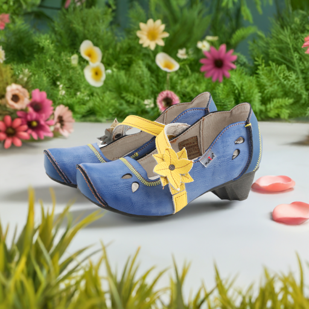 Step into Elegance with TMA EYES & MAiA Hollow Curled Toe Floral Leather Shoes