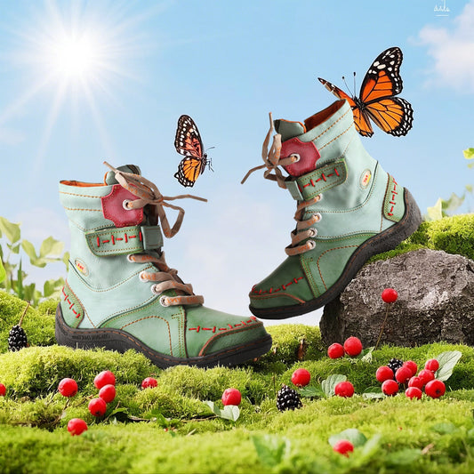 Step Boldly into Spring: TMA EYES Women’s Ankle Boots with PU & Leather Patchwork