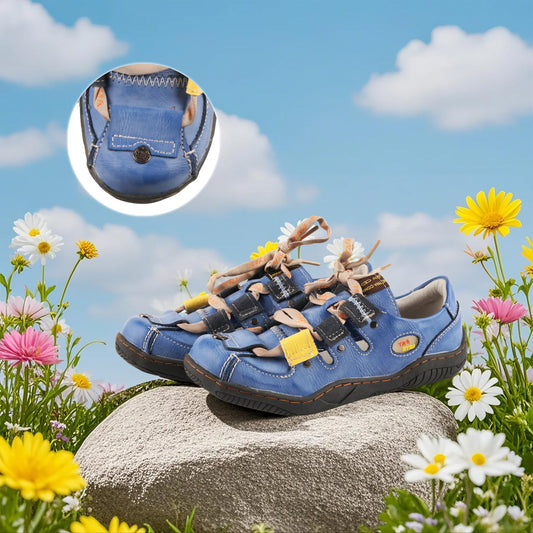 Step into Freshness: TMA EYES Women’s Patchwork Leather Walking Sandal Shoes in Cool Blue