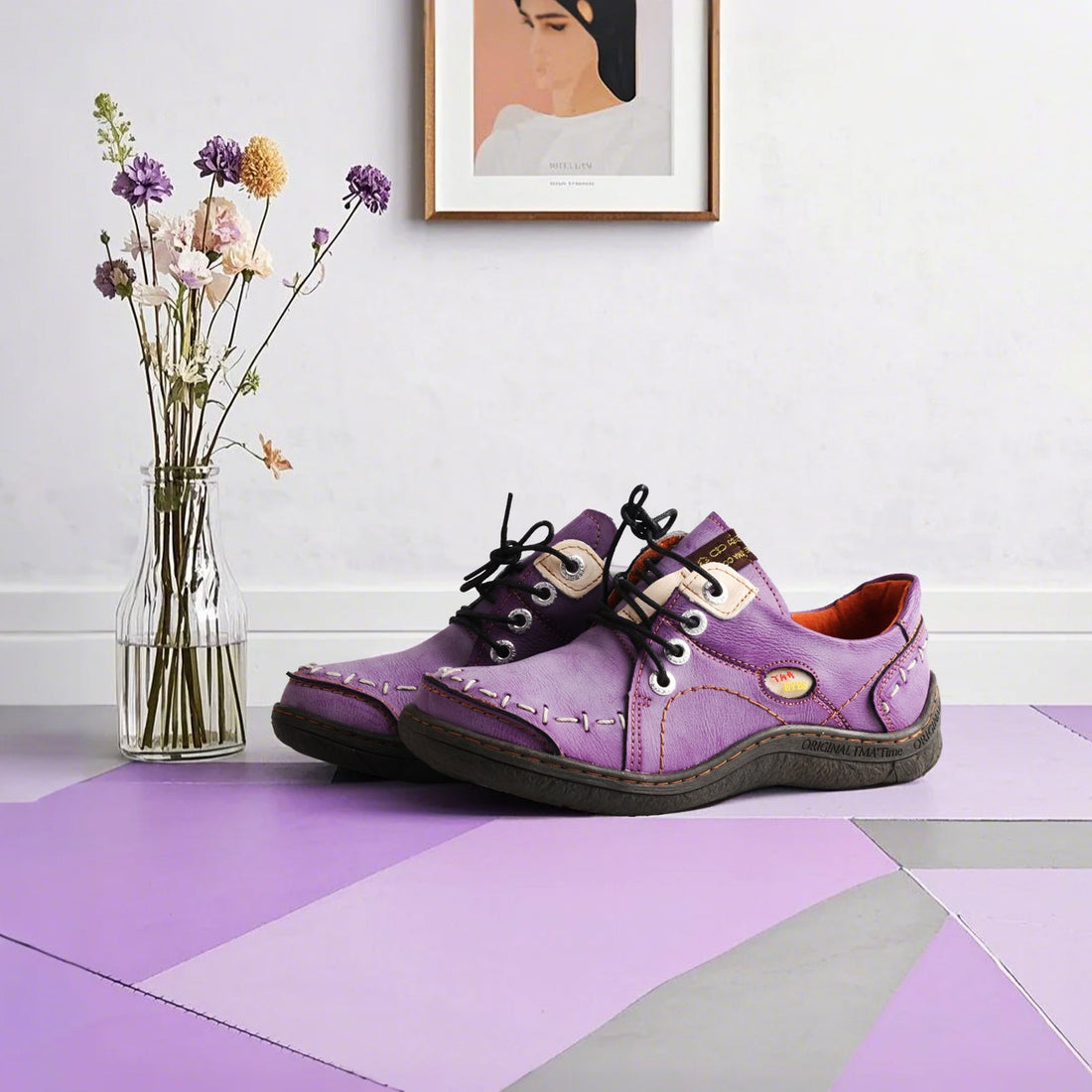 Crafted in Color: Meet the TMA EYES Hand-Stitched Leather Sneakers in Stunning Purple