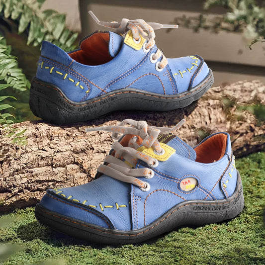 TMA EYES Hand Stitching Leather Women's Sneakers: Where Classic Craft Meets Everyday Comfort