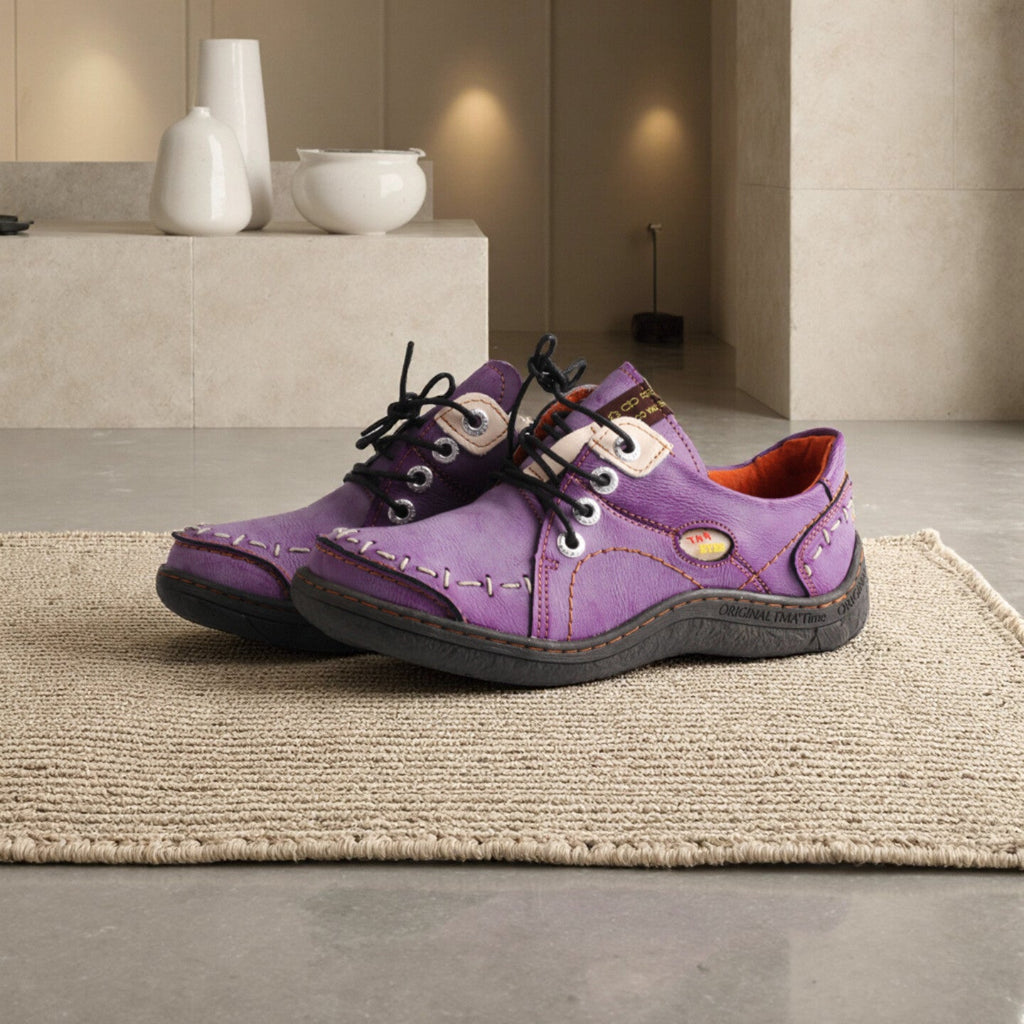 Embrace Comfort and Style with These Purple Leather Shoes 👟