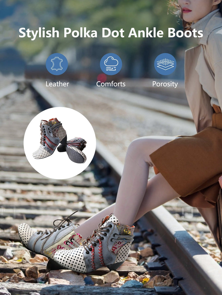 Step Into Timeless Elegance: TMA EYES Retro Dot Ankle Boots