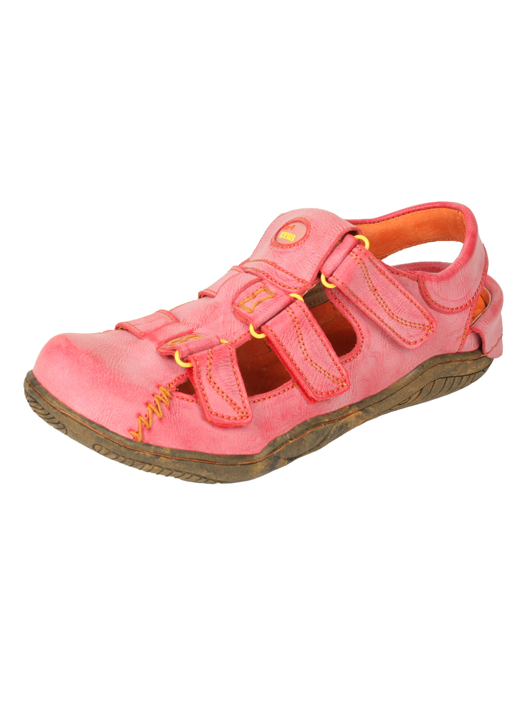 TMA EYES Women's Hook and Loop Closed-Toe Leather Sandal