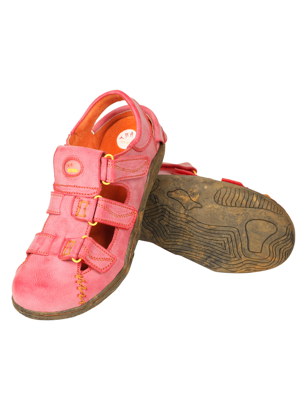 TMA EYES Women's Hook and Loop Closed-Toe Leather Sandal