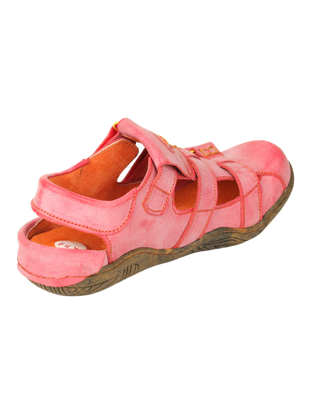 TMA EYES Women's Hook and Loop Closed-Toe Leather Sandal