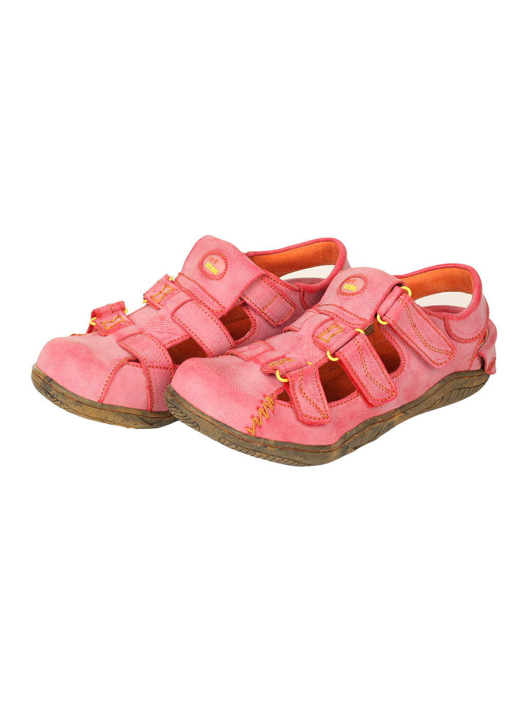 TMA EYES Women's Hook and Loop Closed-Toe Leather Sandal
