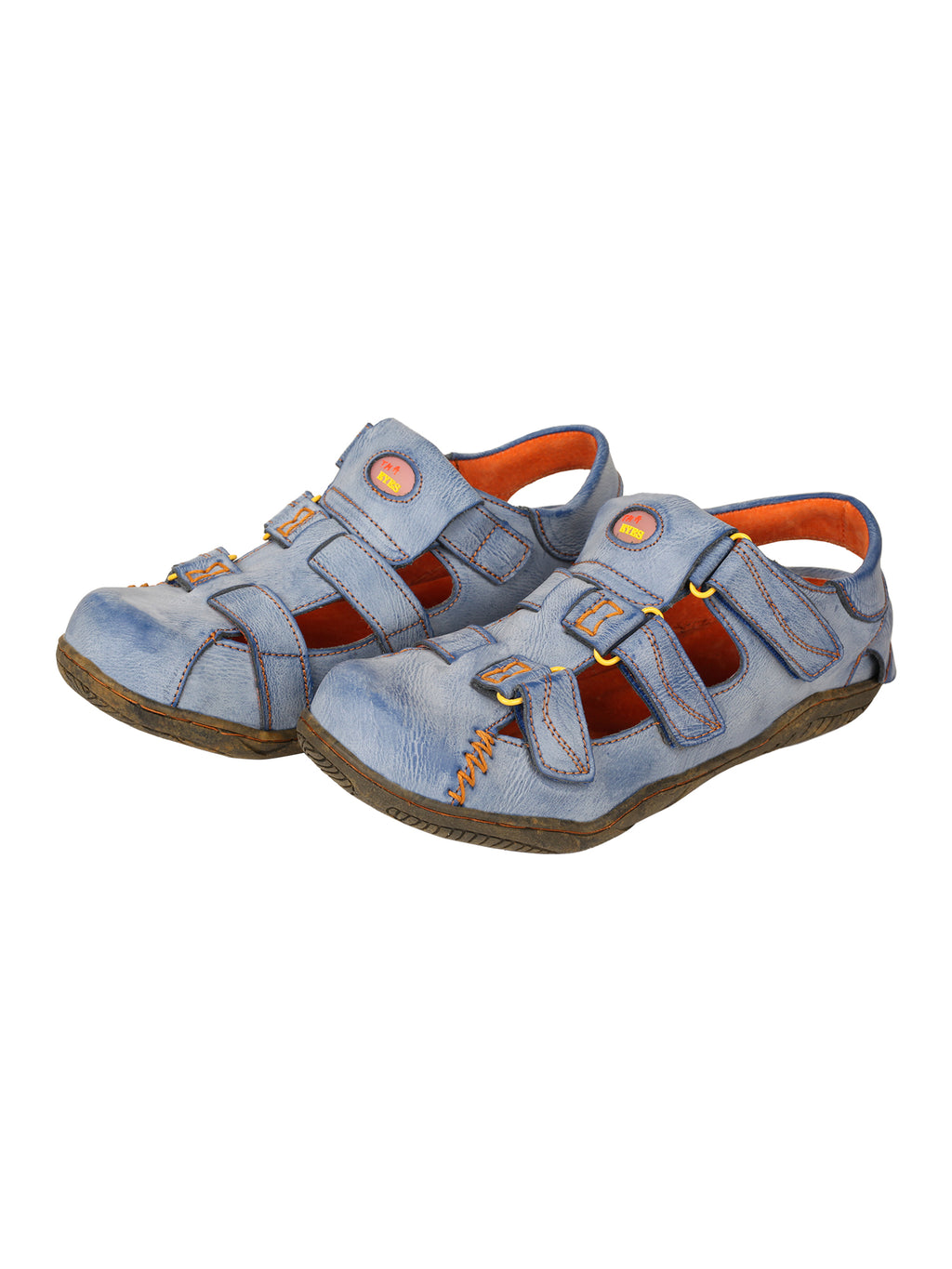 TMA EYES Women's Hook and Loop Closed-Toe Leather Sandal