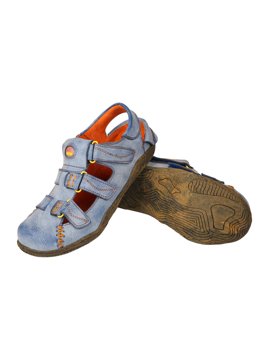 TMA EYES Women's Hook and Loop Closed-Toe Leather Sandal