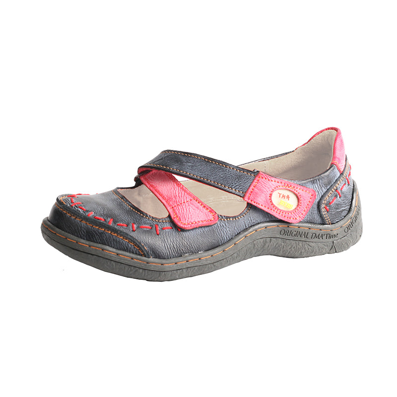 TMA EYES Women's Cross-Strap Color-Block Velcro Hand-Stitched Casual Sandals and Sneakers