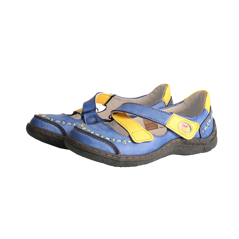 TMA EYES Women's Cross-Strap Color-Block Velcro Hand-Stitched Casual Sandals and Sneakers