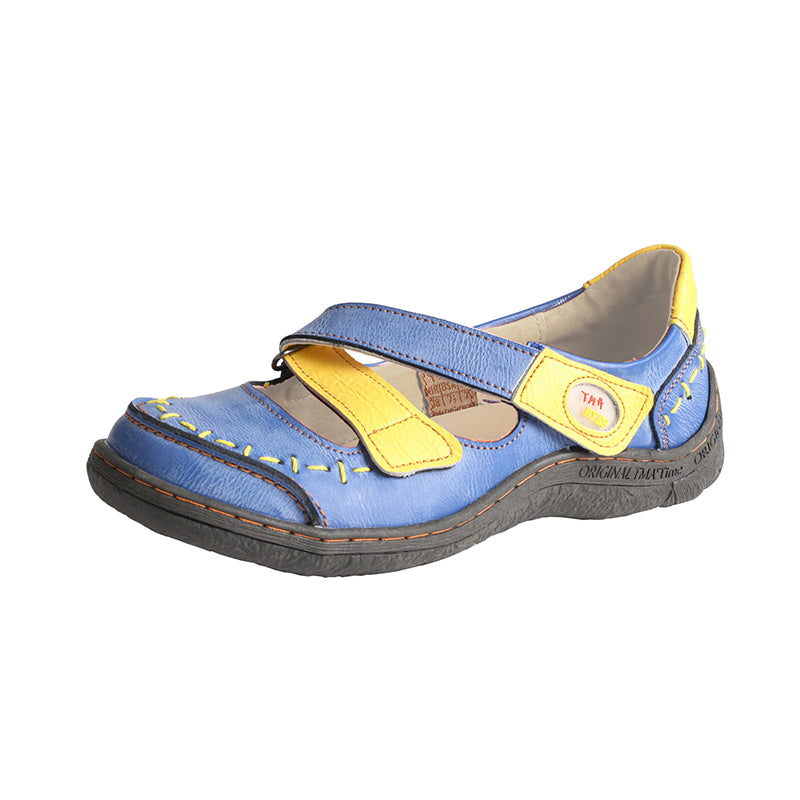 TMA EYES Women's Cross-Strap Color-Block Velcro Hand-Stitched Casual Sandals and Sneakers