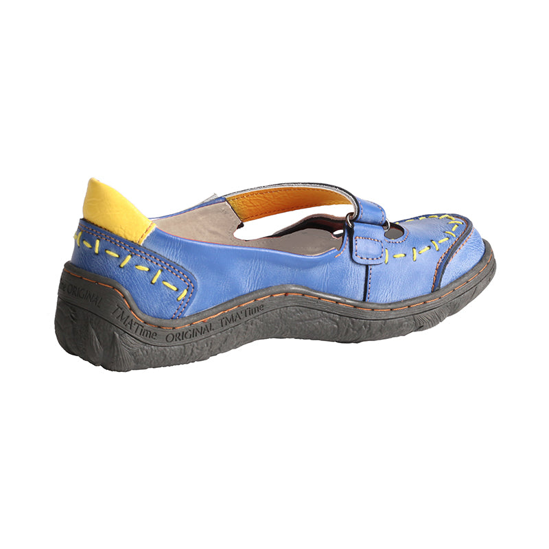 TMA EYES Women's Cross-Strap Color-Block Velcro Hand-Stitched Casual Sandals and Sneakers