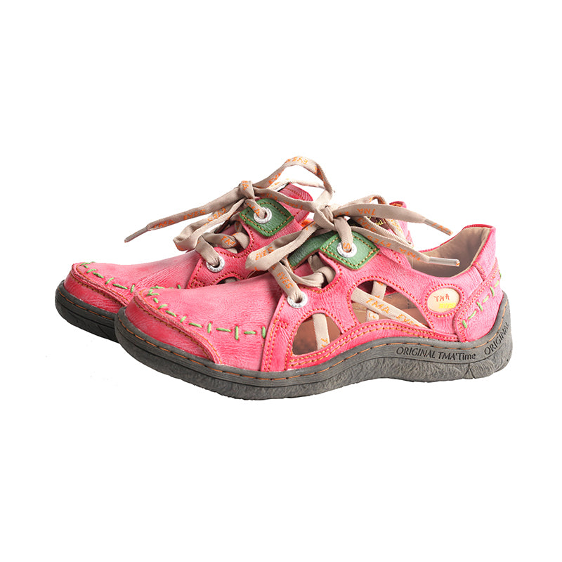 TMA EYES Women's Side Hollow Hand-Stitched Casual Sneakers