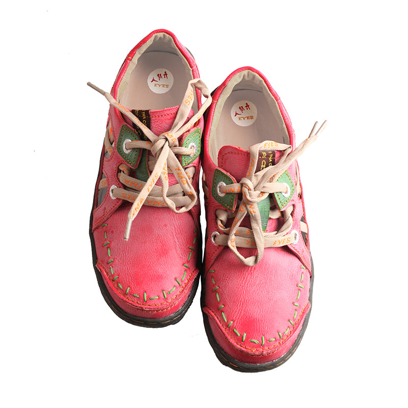 TMA EYES Women's Side Hollow Hand-Stitched Casual Sneakers