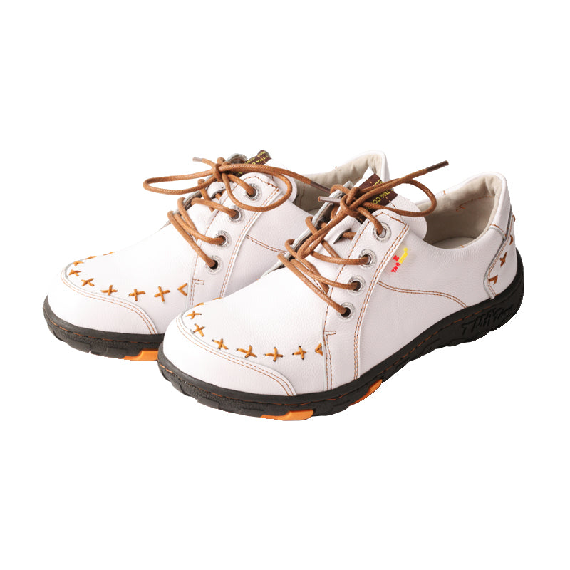 TMA EYES Hand-Stitched Top-Grain Leather Women's Casual Sneakers