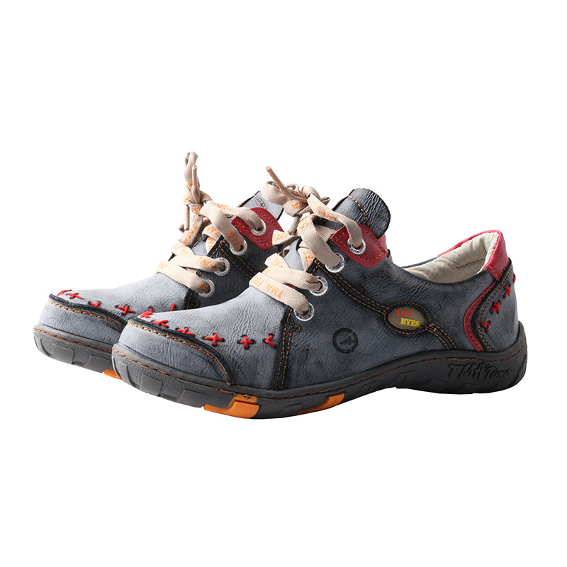 TMA EYES Women's Handcrafted Vintage Rubbable Leather Casual Sneaker S
