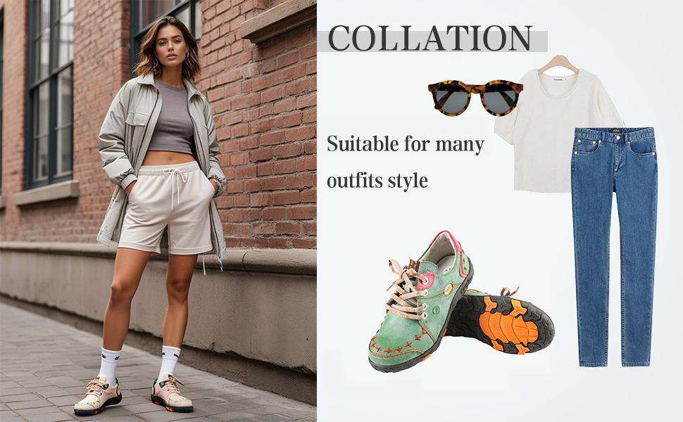 TMA EYES Women's Handcrafted Vintage Rubbable Leather Casual Sneaker Shoes