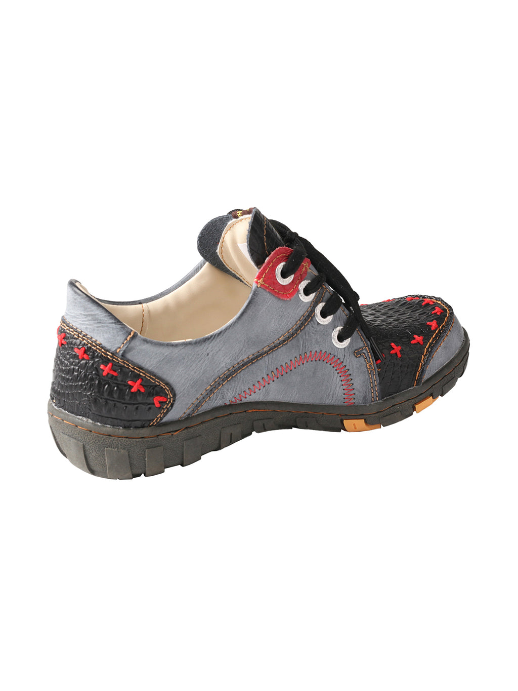 TMA EYES Women's Vintage Flat Shoes - Hand-Stitching Crocodile Embossed PU Leather Shoes Slip-On with Non-Slip TPR Sole - Comfort and Fashion