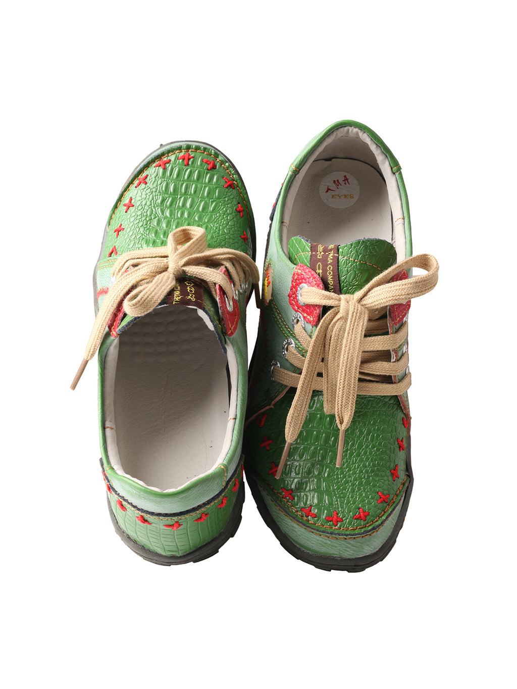 TMA EYES Women's Vintage Flat Shoes - Hand-Stitching Crocodile Embossed PU Leather Shoes Slip-On with Non-Slip TPR Sole - Comfort and Fashion