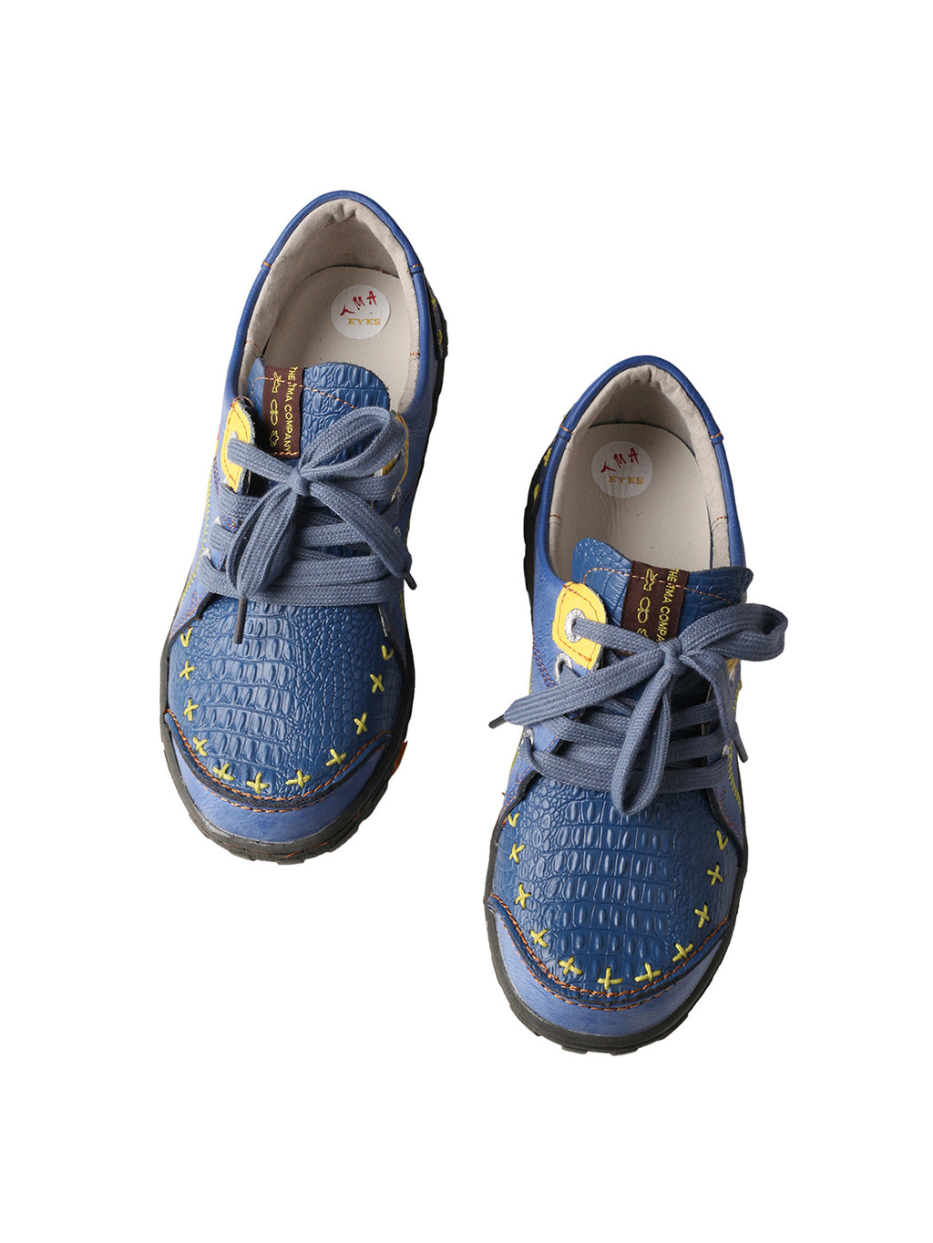 TMA EYES Women's Vintage Flat Shoes - Hand-Stitching Crocodile Embossed PU Leather Shoes Slip-On with Non-Slip TPR Sole - Comfort and Fashion