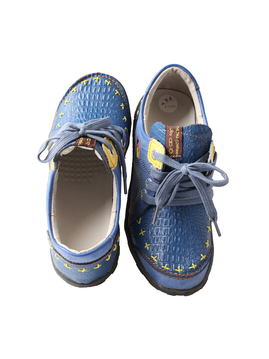 TMA EYES Women's Vintage Flat Shoes - Hand-Stitching Crocodile Embossed PU Leather Shoes Slip-On with Non-Slip TPR Sole - Comfort and Fashion