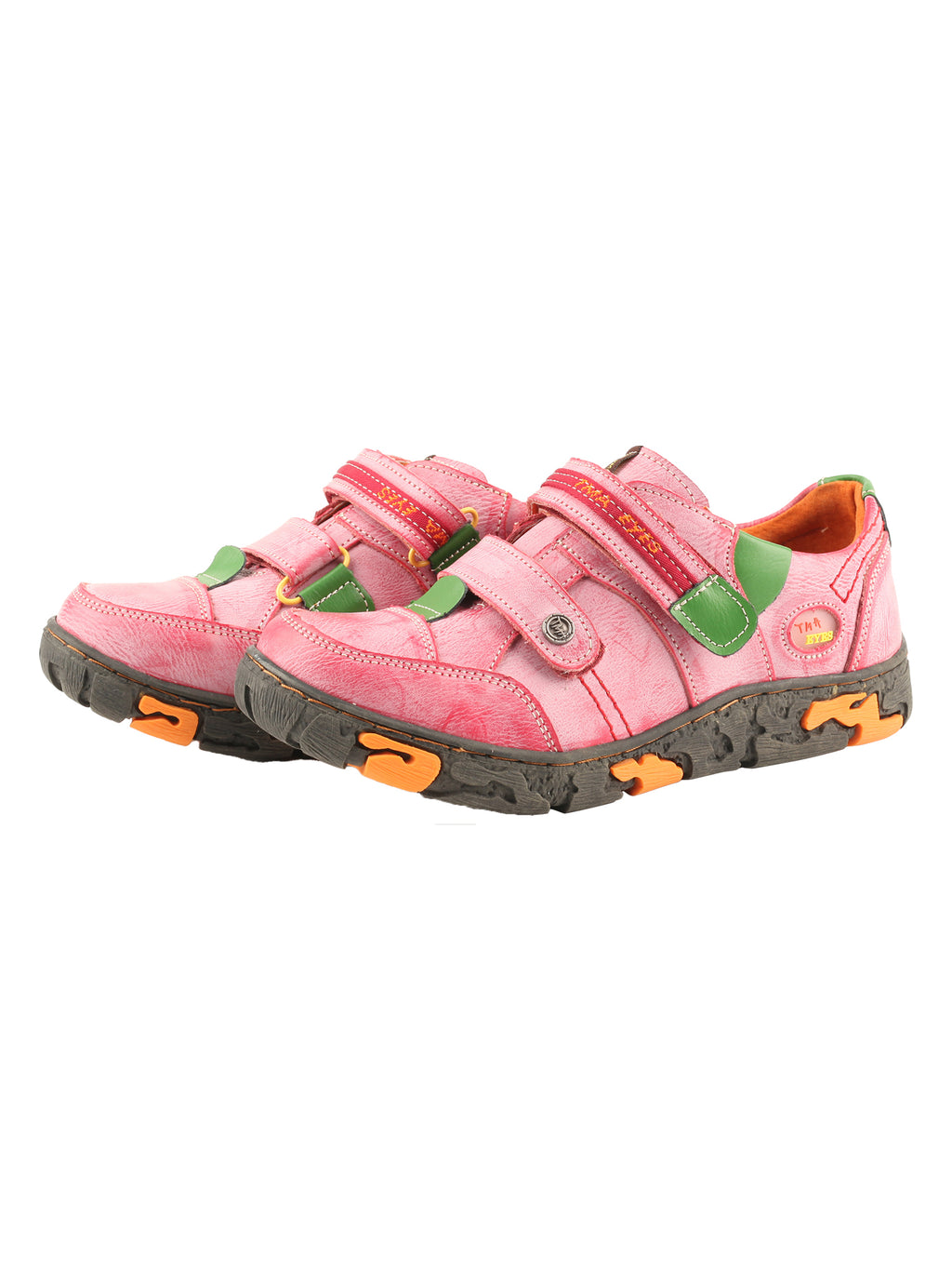 TMA EYES  Women's Walking Leather Shoes Hook and Loop Casual Shoes