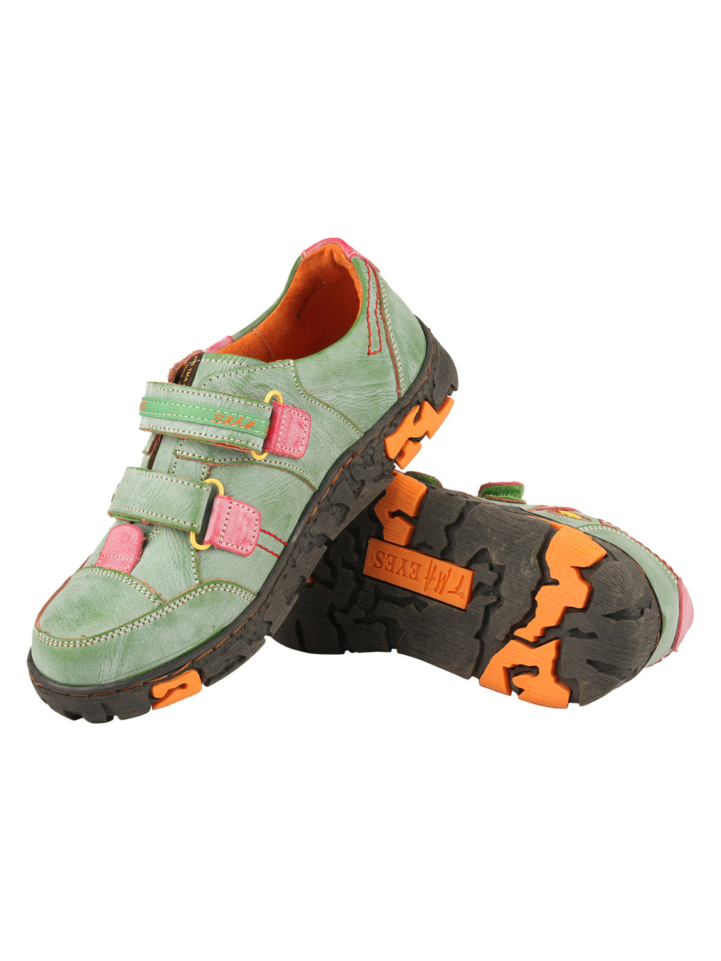 TMA EYES  Women's Walking Leather Shoes Hook and Loop Casual Shoes