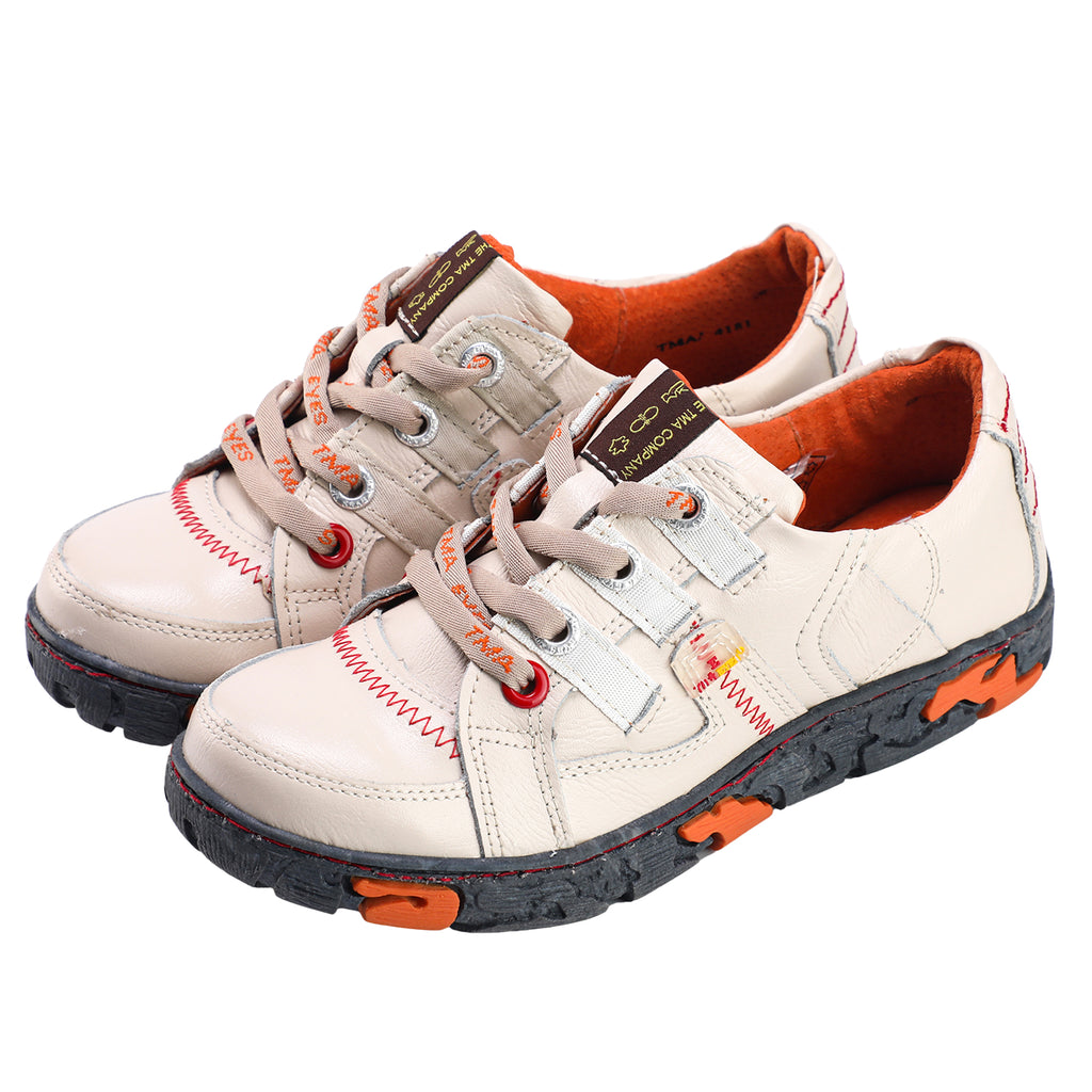 TMA EYES Genuine Leather Women's Flat Fashion Sneaker Shoes for Outdoor