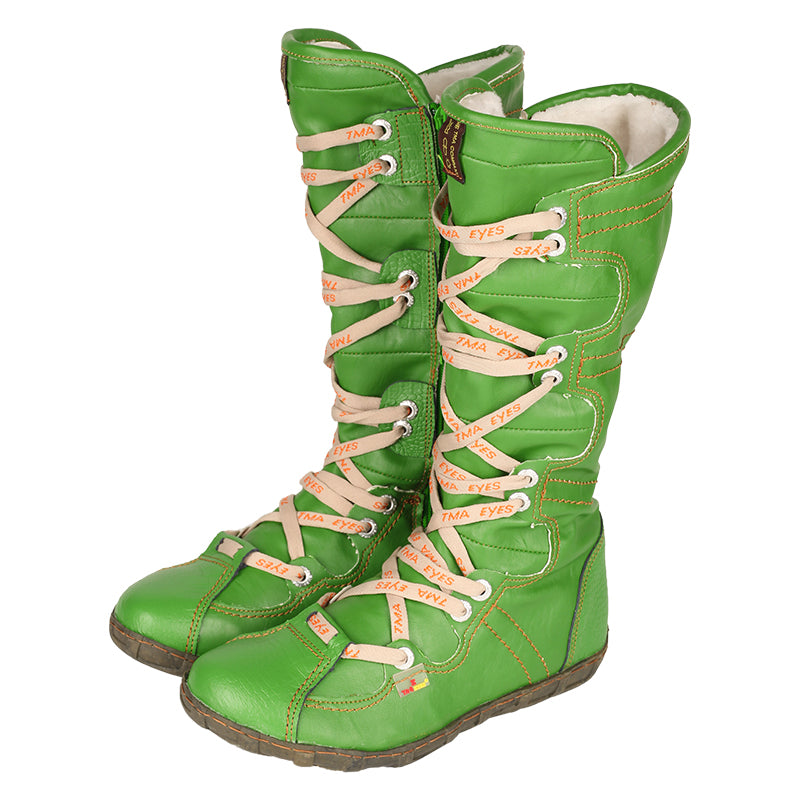 TMA EYES Snake-Embossed Leather and PU Upper Women's Tall Boot
