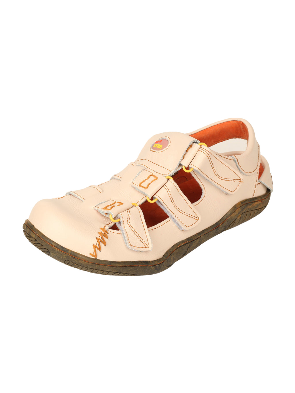 TMA EYES Women's Hook and Loop Closed-Toe Leather Sandal