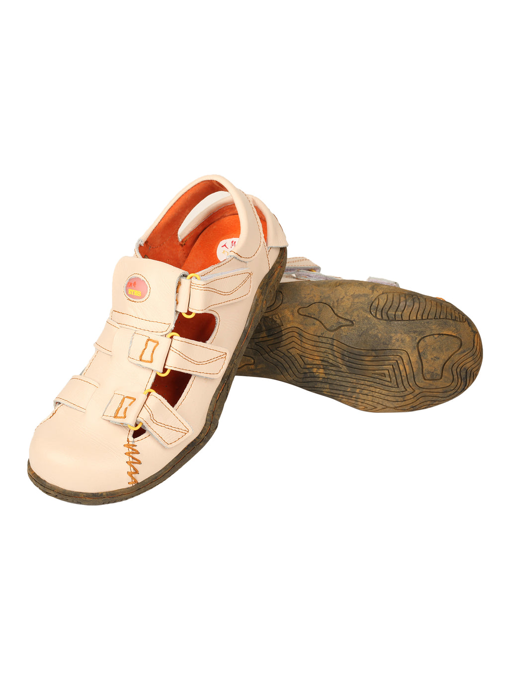 TMA EYES Women's Hook and Loop Closed-Toe Leather Sandal