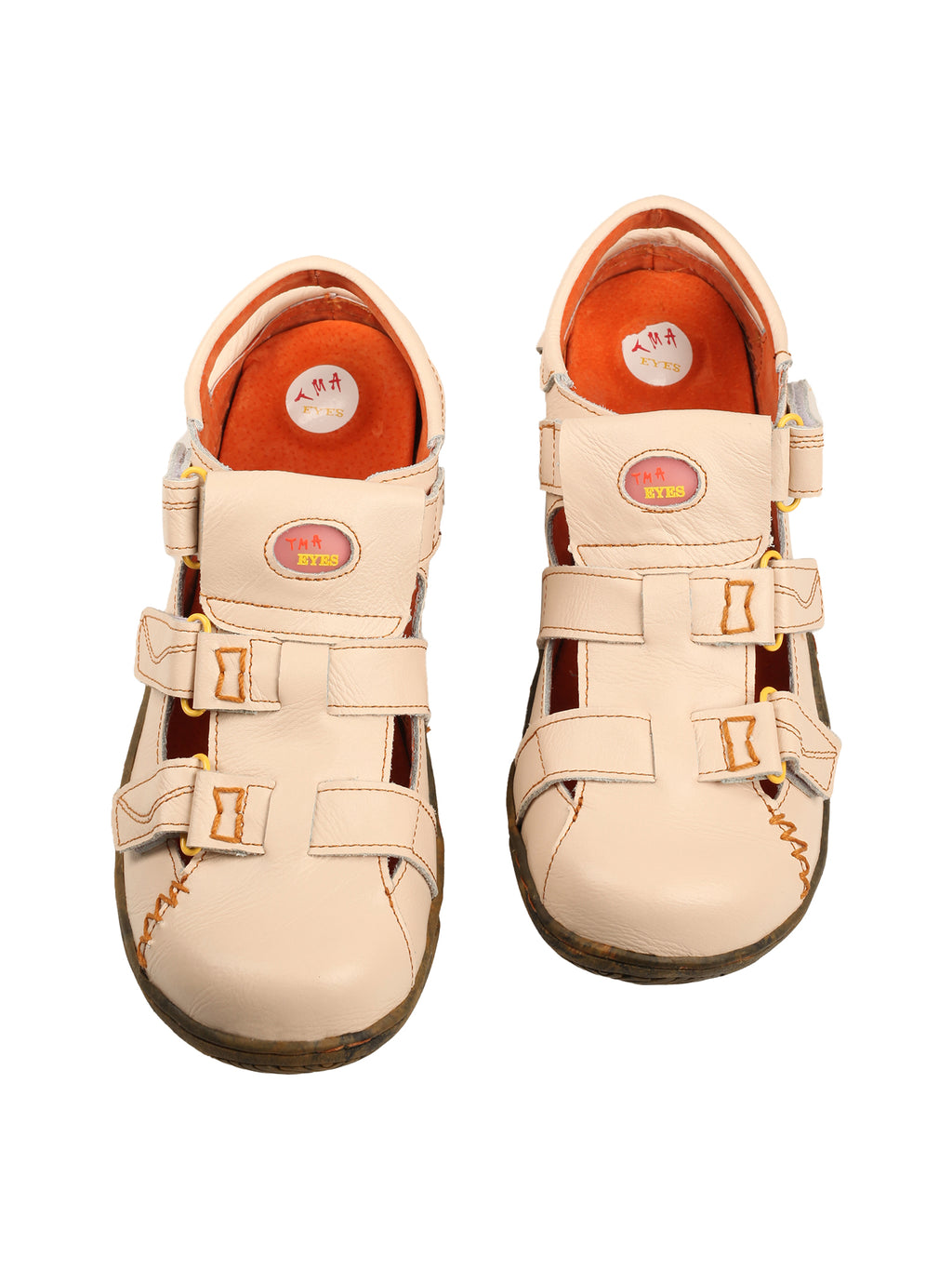 TMA EYES Women's Hook and Loop Closed-Toe Leather Sandal