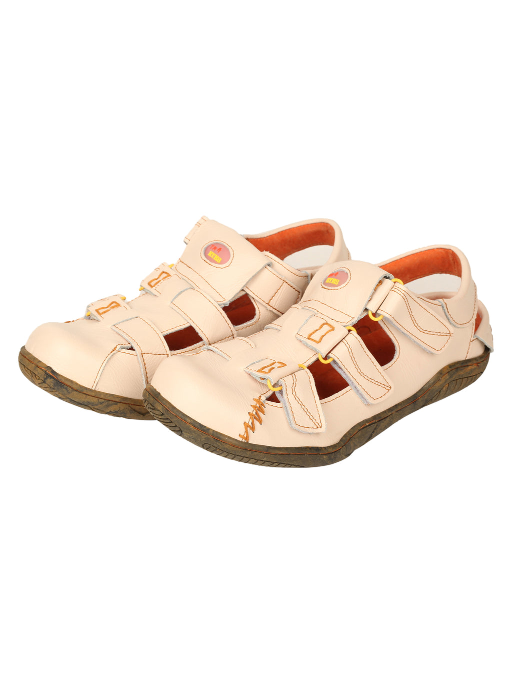 TMA EYES Women's Hook and Loop Closed-Toe Leather Sandal