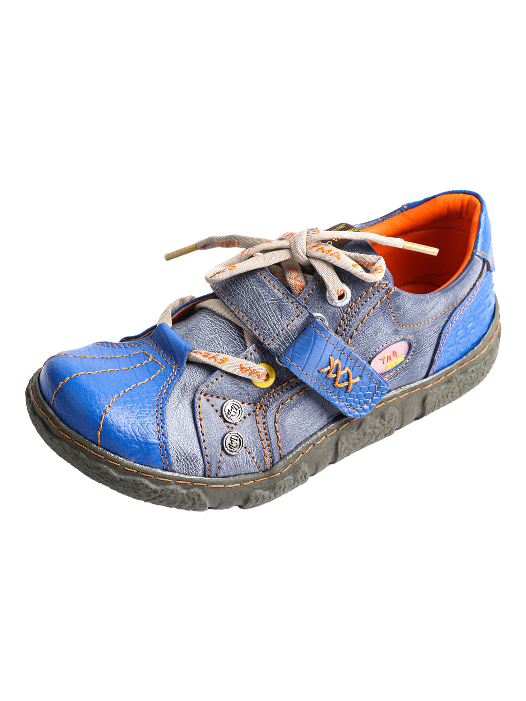 TMA EYES Hand Stitching Leather and Washed PU Leather Flat Women's Shoes with Plus Size