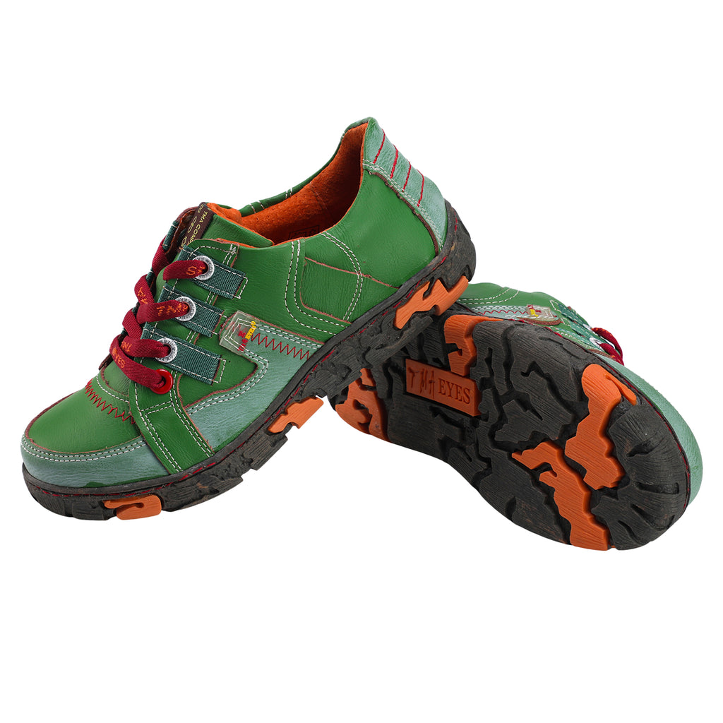 TMA EYES Genuine Leather Women's Flat Fashion Sneaker Shoes for Outdoor