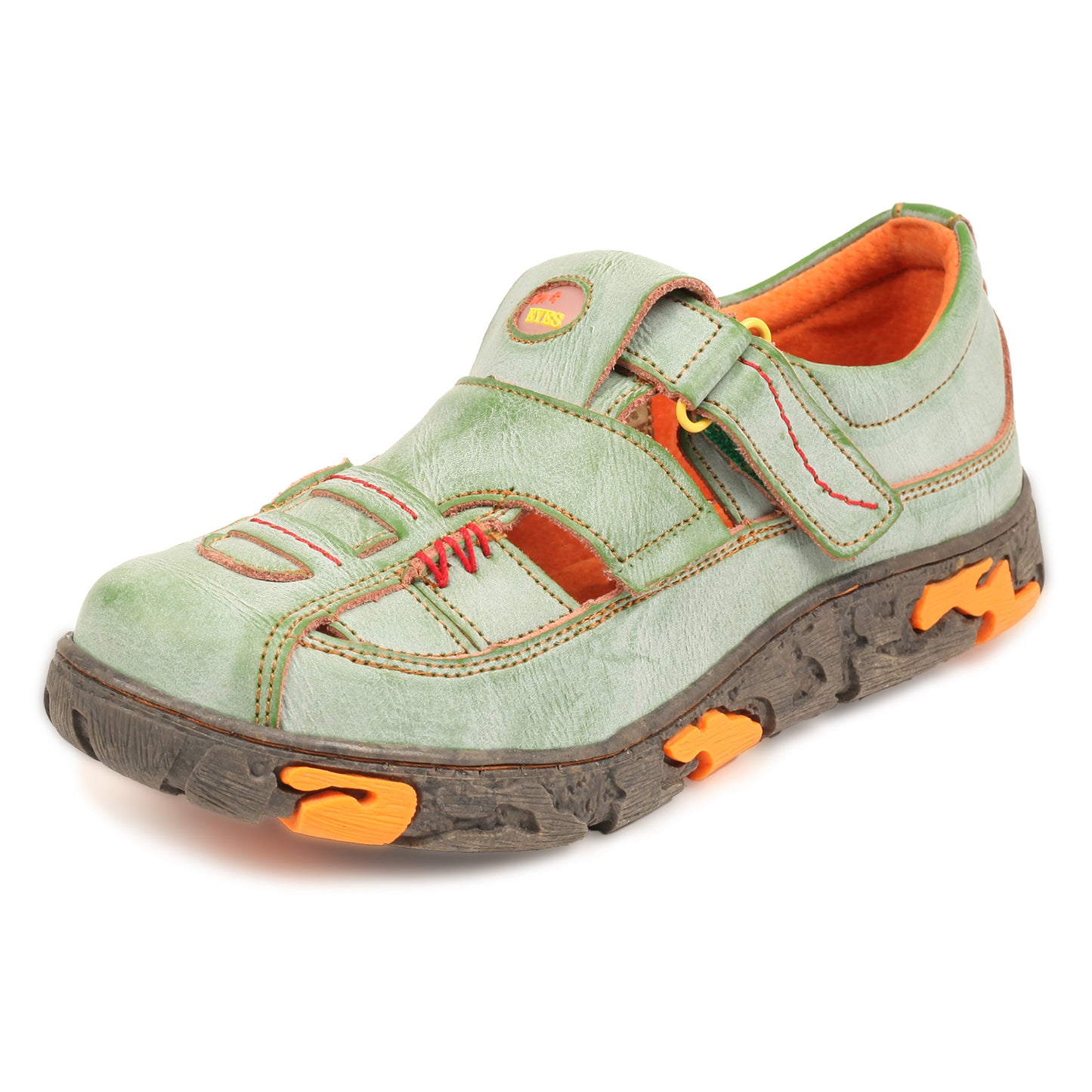 TMA EYES Womens Hand Stitching Leaher Shoes with Hollow Breathable Hook and Loop Slip-on Casual Shoes