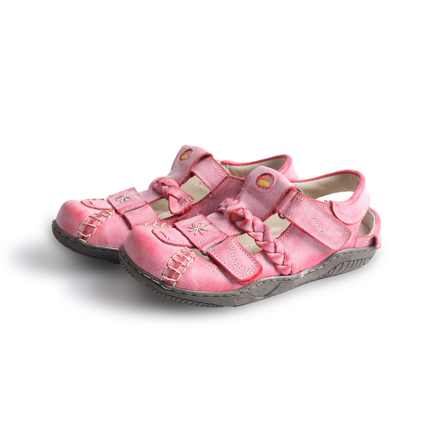 TMA EYES Women's Braided Closed-Toe Leather Sandal