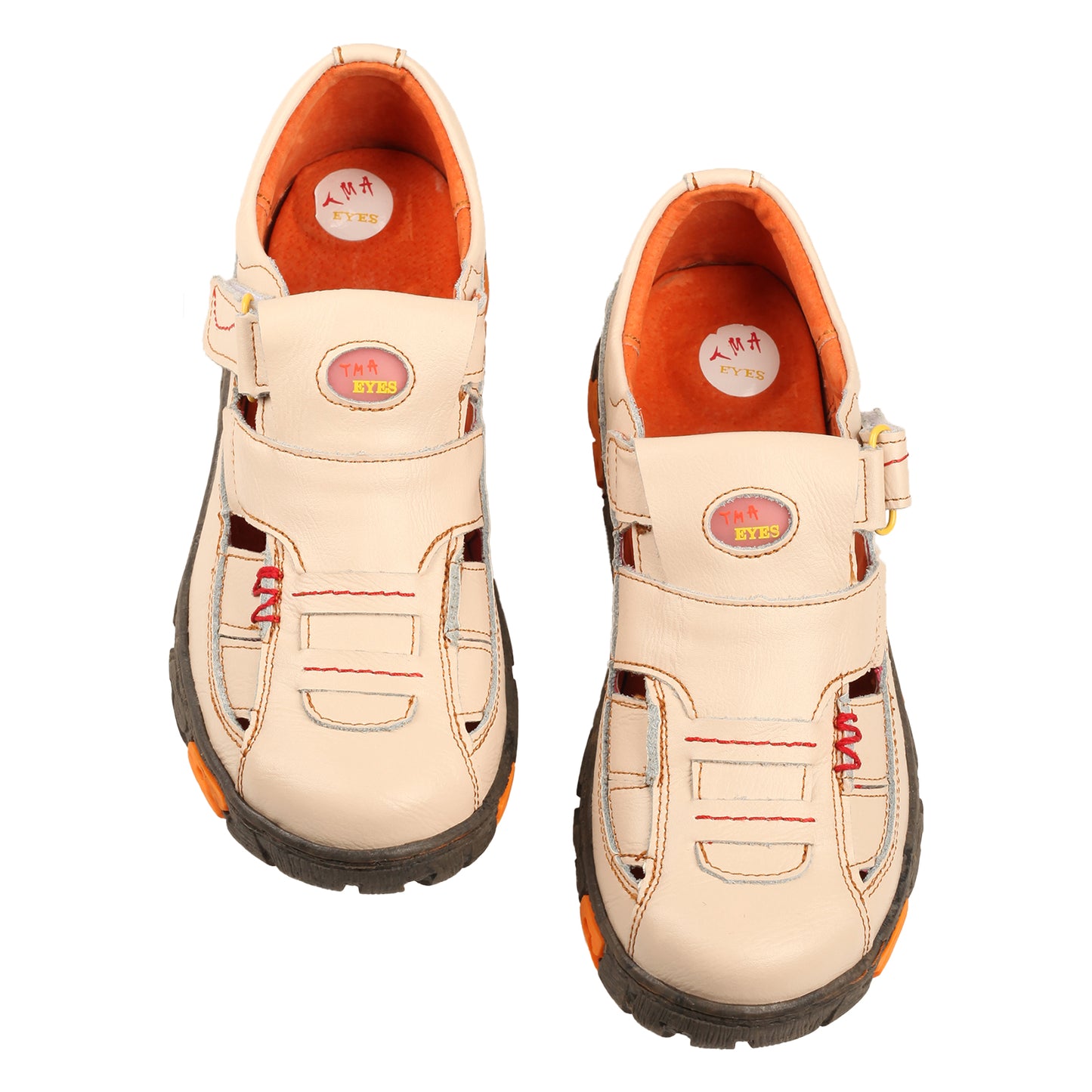 TMA EYES Womens Hand Stitching Leaher Shoes with Hollow Breathable Hook and Loop Slip-on Casual Shoes