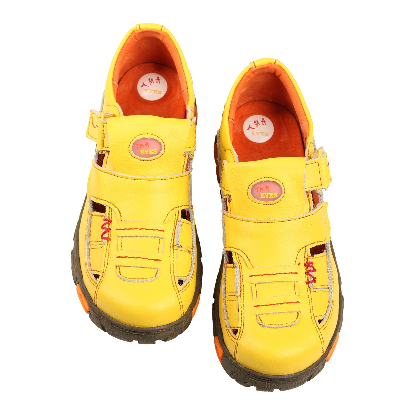 TMA EYES Womens Hand Stitching Leaher Shoes with Hollow Breathable Hook and Loop Slip-on Casual Shoes