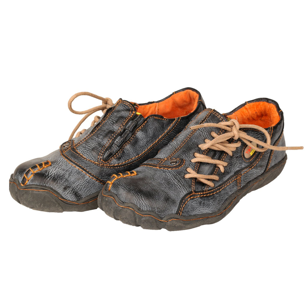 TMA EYES Five Finger Sole Side Lace-up Leather Women Casual Shoes