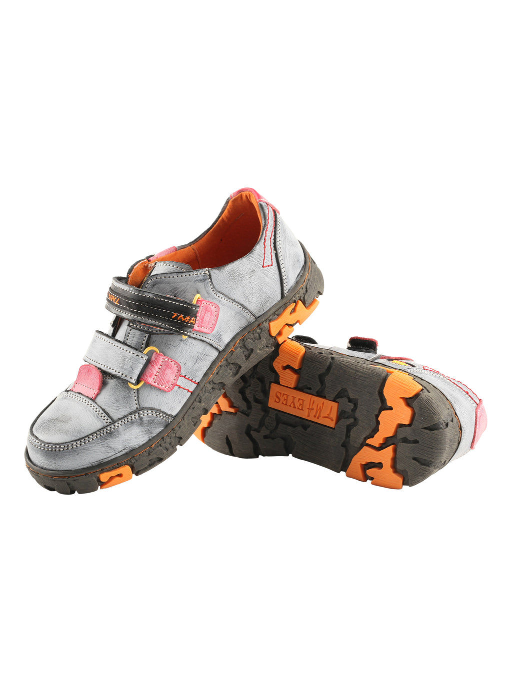 TMA EYES  Women's Walking Leather Shoes Hook and Loop Casual Shoes
