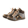 TMA EYES Plus Size Handmade Stitching Distressed Leather High Top Sneakers for Men & Women, Retro Casual Platform Patchwork Fashion Shoes
