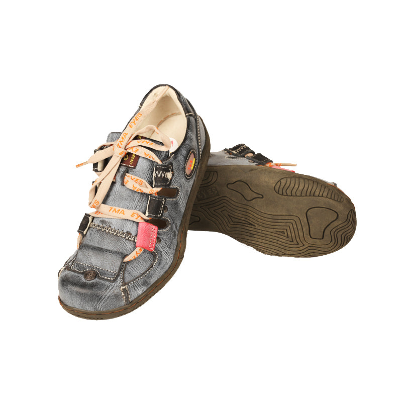 TMA EYES Women's Patchwork Leather Walking Sandal Shoes