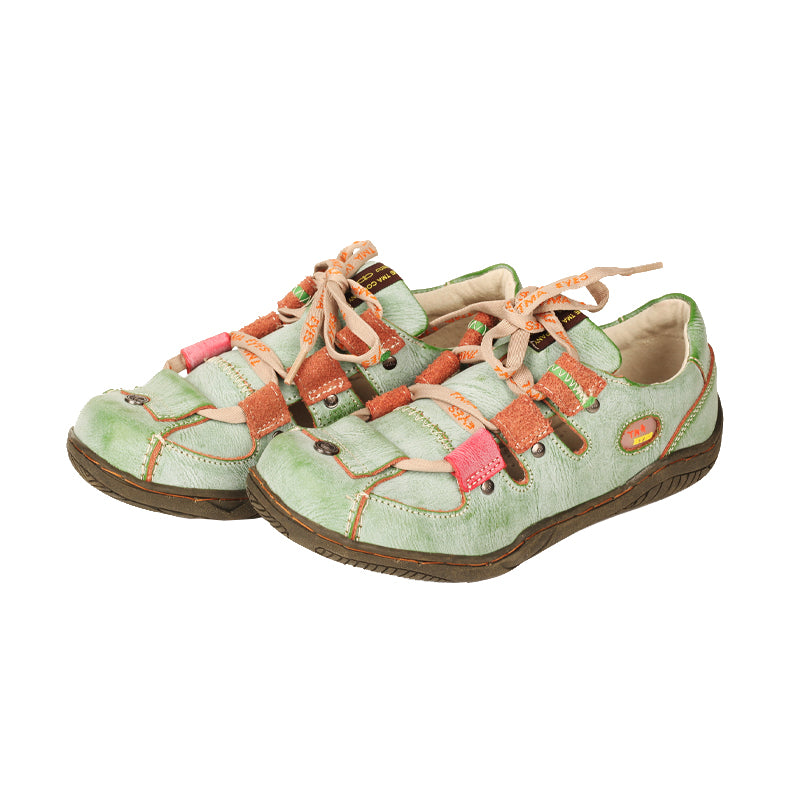 TMA EYES Women's Patchwork Leather Walking Sandal Shoes